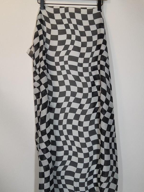 Bloomies X Solid & Striped Pareo Cover Up Women's Black/White Wavy Check. One Sz