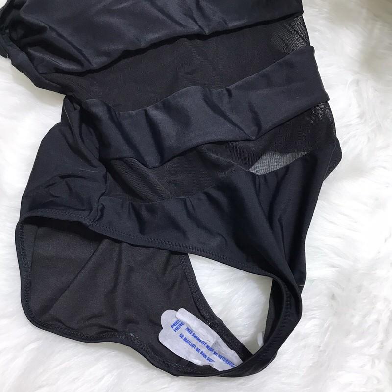 Blooming Jelly Size M Women One Shoulder Swimming Black Mesh One Piece Sexy