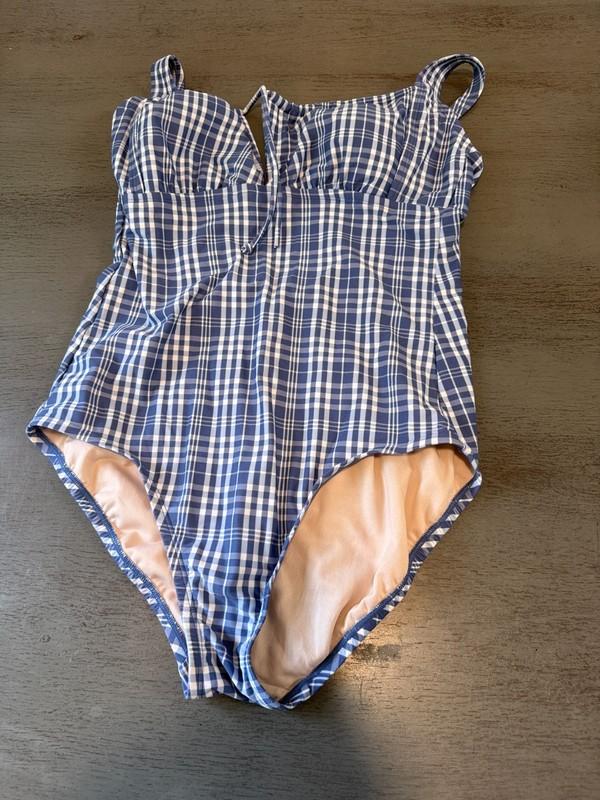 blue check KONA SOL one piece swimsuit bikini size large