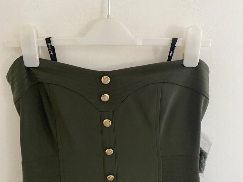 BNWT JOSEPH RIBKOFF UK 10 Khaki Green Crop Jumpsuit Playsuit Strapless
