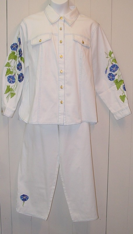 Bob Mackie Embroidered Jacket And Pants Set Size L White