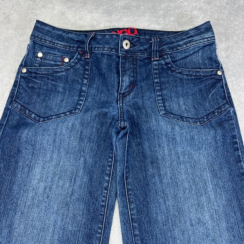 Bongo Women’s Low Rise Flare Jeans 9 Blue Stretch Denim Y2K Bell Bottoms Bootcut