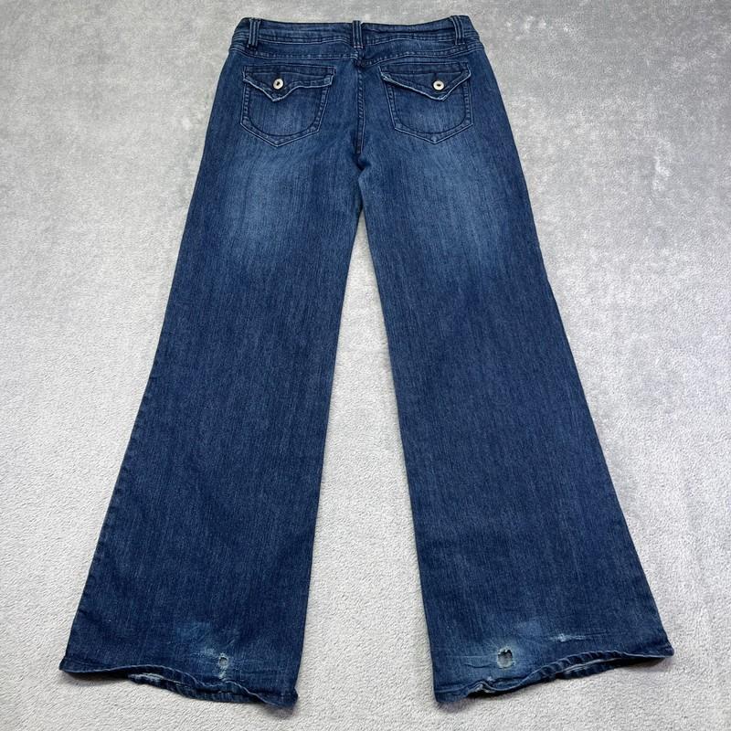 Bongo Women’s Low Rise Flare Jeans 9 Blue Stretch Denim Y2K Bell Bottoms Bootcut