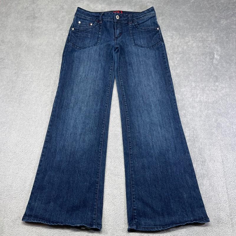 Bongo Women’s Low Rise Flare Jeans 9 Blue Stretch Denim Y2K Bell Bottoms Bootcut
