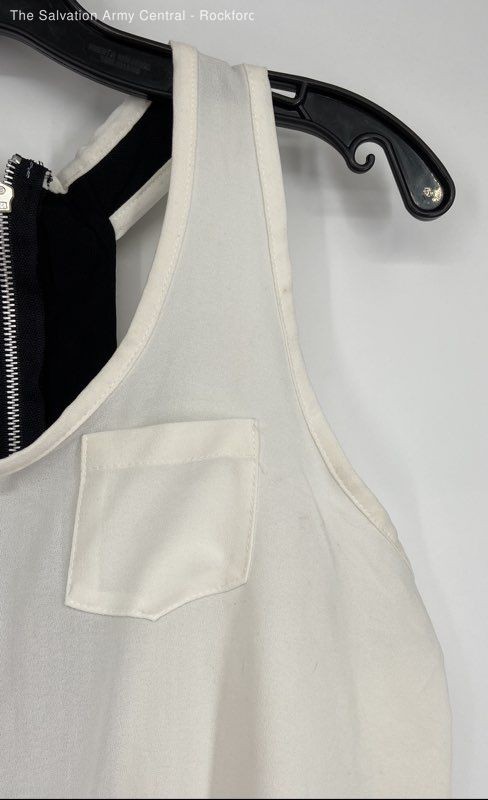 BooHoo Womens White Black Sleeveless Back Zip One Piece Jumpsuit Size 4