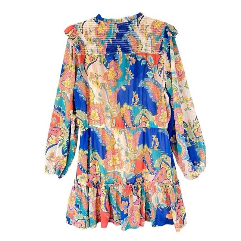 BOSTON PROPER Breezy Boho Paisley Patches Peasant Dress Size XL NEW