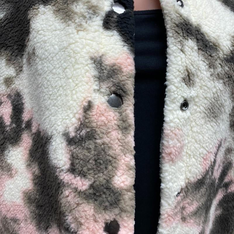 BP Womens Ivory Pink Long Sleeve Snap Button Fuzzy Warm Thermal Sherpa Jacket M