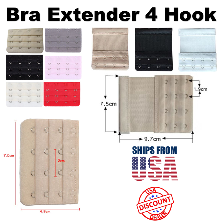 Bra Extender 4 Hook With or Without Elastic - US Seller - USA Ships Free