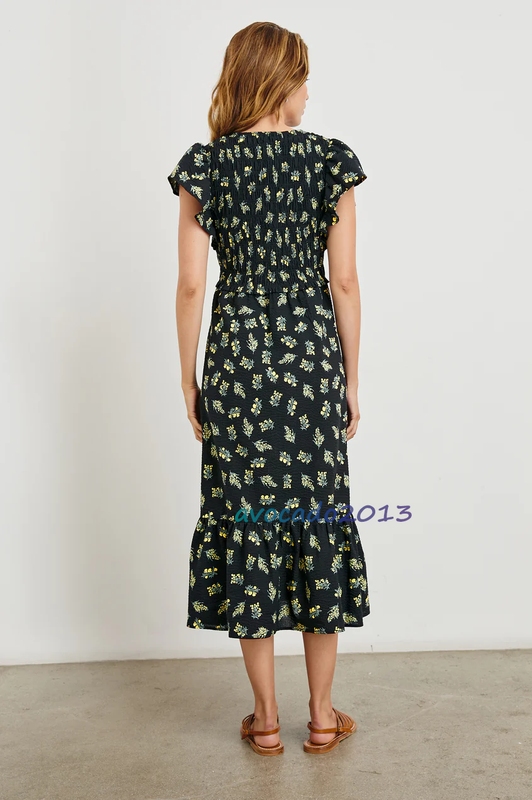 Brand New Rails Women Summer Black Floral Print Long Dress XS S M