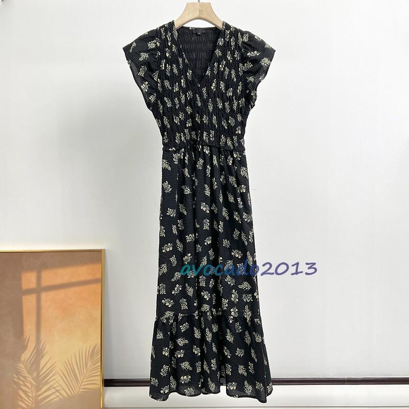 Brand New Rails Women Summer Black Floral Print Long Dress XS S M
