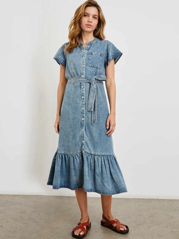 Brand New Rails Women Summer Mid Blue Kahlo Denim Long Dress XS S M L XL