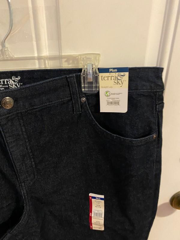 BRAND NEW WOMEN'S SIZE 20W PETITE TERRA & SKY STRAIGHT LEG DARK WASH JEANS