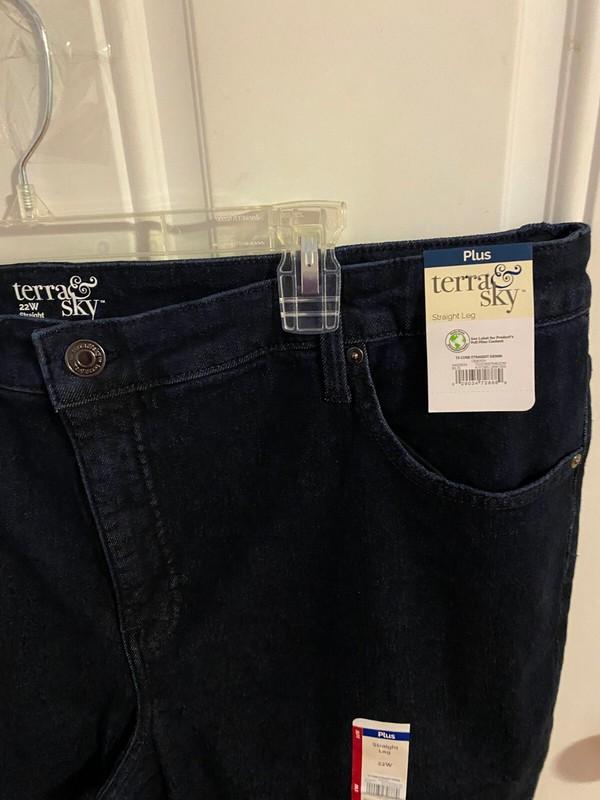 BRAND NEW WOMEN'S SIZE 22W TERRA & SKY STRAIGHT LEG DARK WASH JEANS