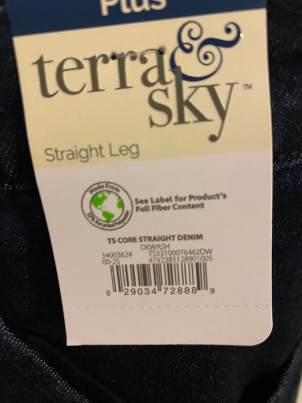 BRAND NEW WOMEN'S SIZE 22W TERRA & SKY STRAIGHT LEG DARK WASH JEANS
