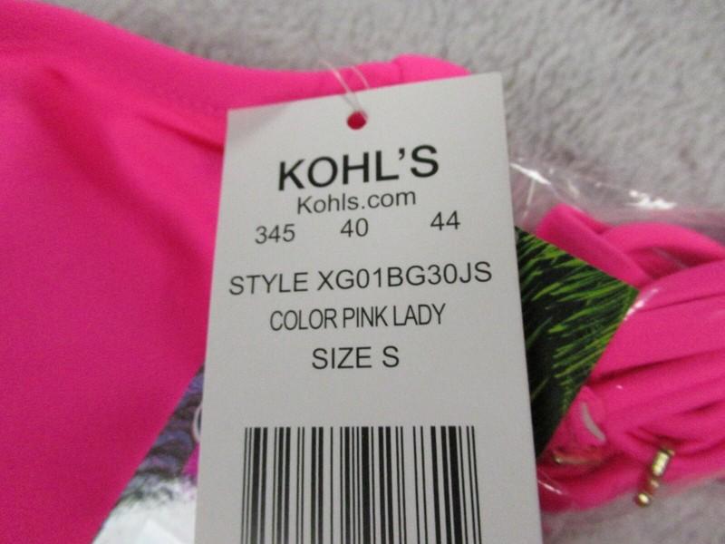 Breaking Waves Swimwear Bandeau Womens Small Pink Padded Removable Straps NWT