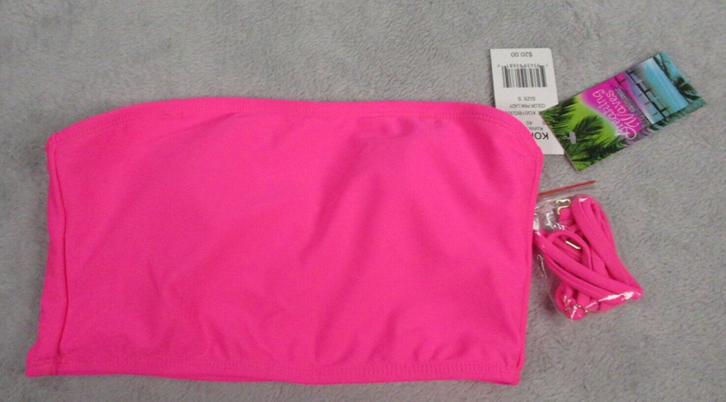 Breaking Waves Swimwear Bandeau Womens Small Pink Padded Removable Straps NWT