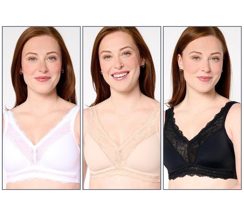 Breezies Women's Bra Sz M Soft Support Lace Wirefree Multi-colored A676780
