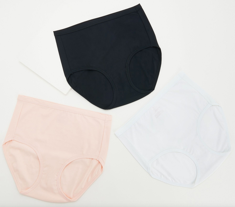 Breezies Women's Pull-on Modern Micro Full Brief Set of 3 Buff Large Size