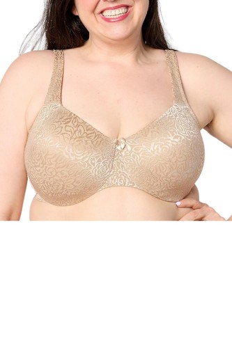 Breezies Women's Wild Rose Lace Underwire Minimizer WarmBeige