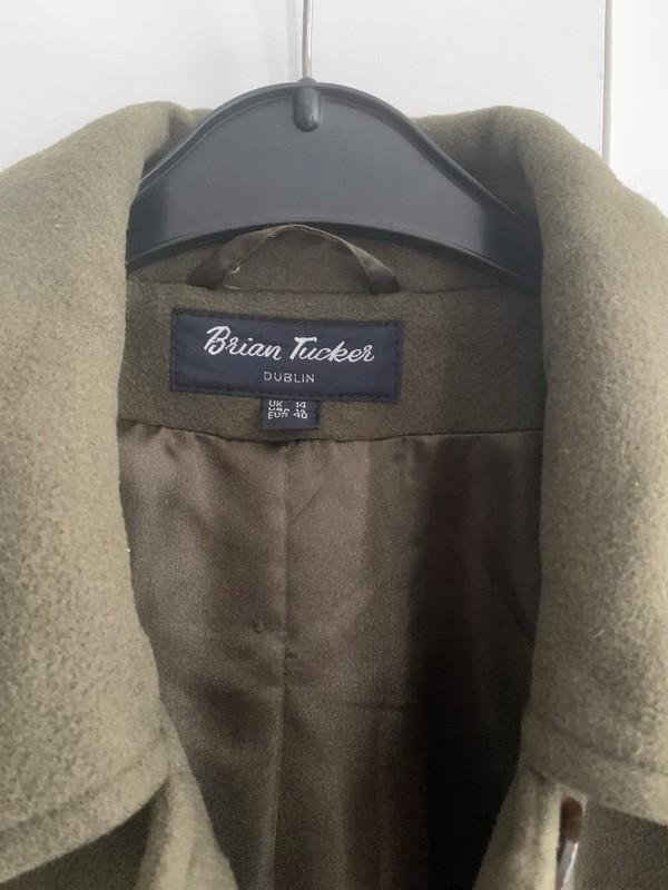 Brian Tucker Dublin Khaki Long Wool Cashmere Blend Coat Uk 14 Luxury