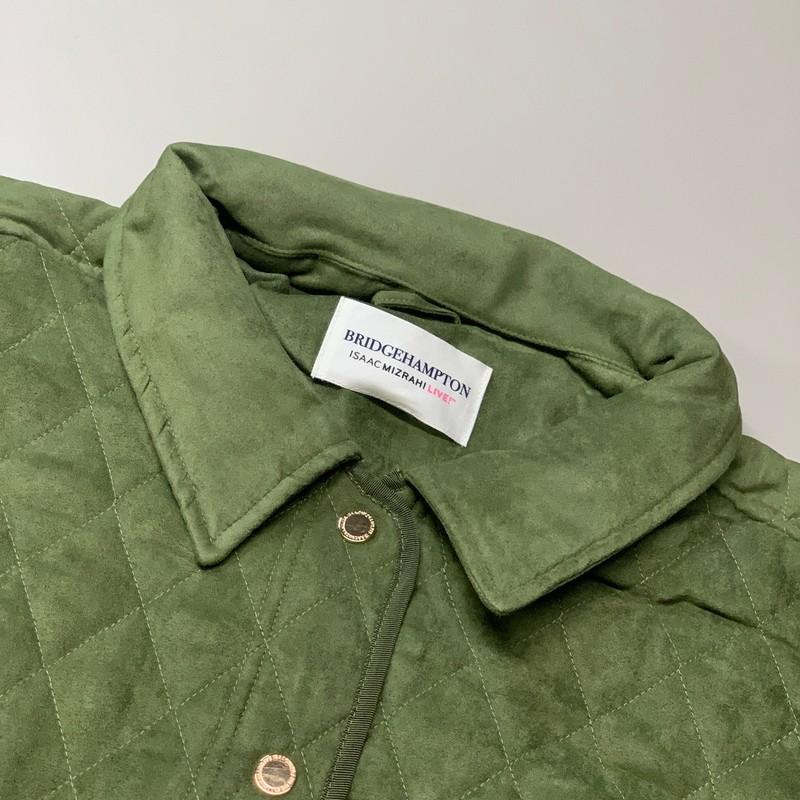 BRIDGE HAMPTON ISSAC MIZRAHI LIVE Faux Suede Coat Full Snap Up Basil Size 4X