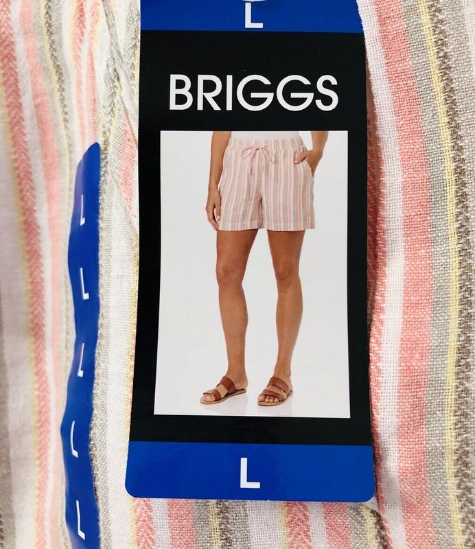 Briggs Women’s Shorts Size XL Blue Orange White Stripe Linen Blend