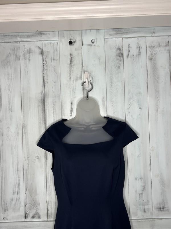 BROOKS BROTHERS NAVY BLUE STRETCH PONTE KNIT CAP SLEEVE LINED SHEATH DRESS 6