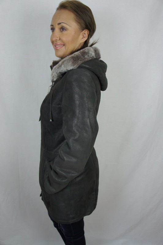 Brown 100% Sheepskin Shearling Leather Lambskin Coat Jacket Removable Hood XS-5X