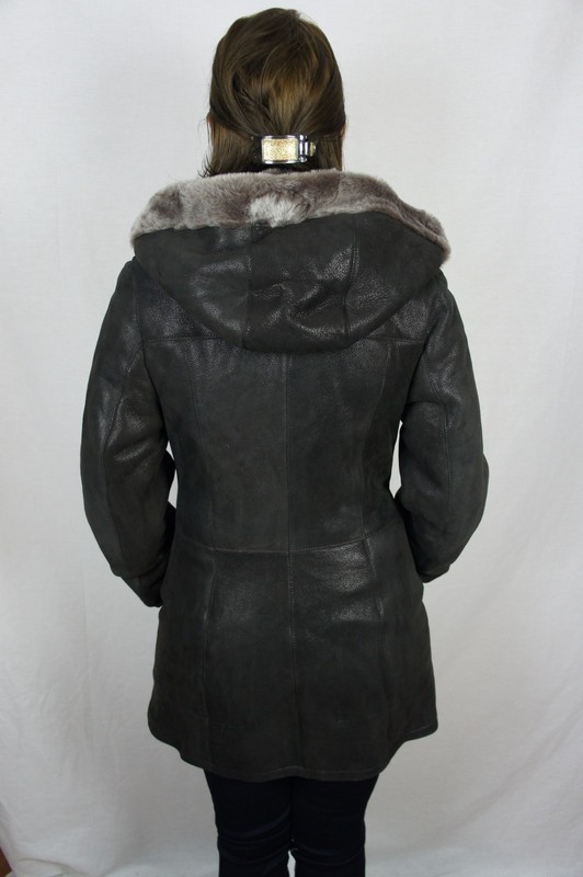 Brown 100% Sheepskin Shearling Leather Lambskin Coat Jacket Removable Hood XS-5X