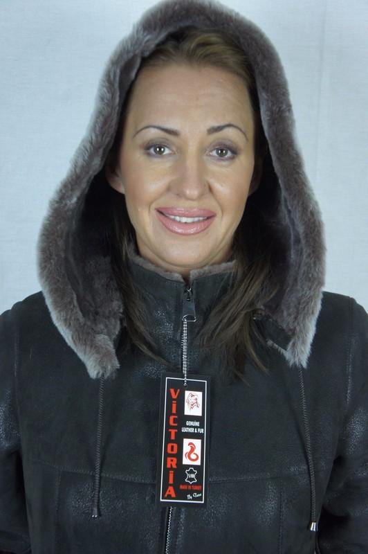 Brown 100% Sheepskin Shearling Leather Lambskin Coat Jacket Removable Hood XS-5X