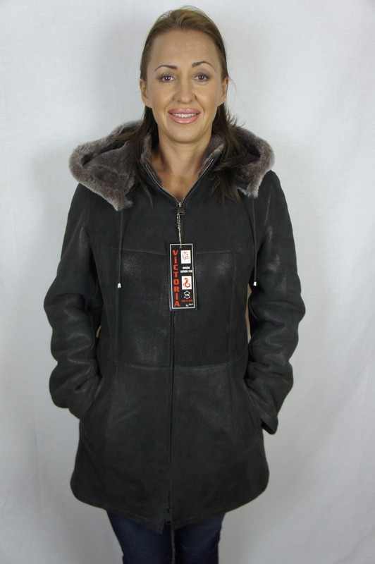 Brown 100% Sheepskin Shearling Leather Lambskin Coat Jacket removable Hood XS-5X