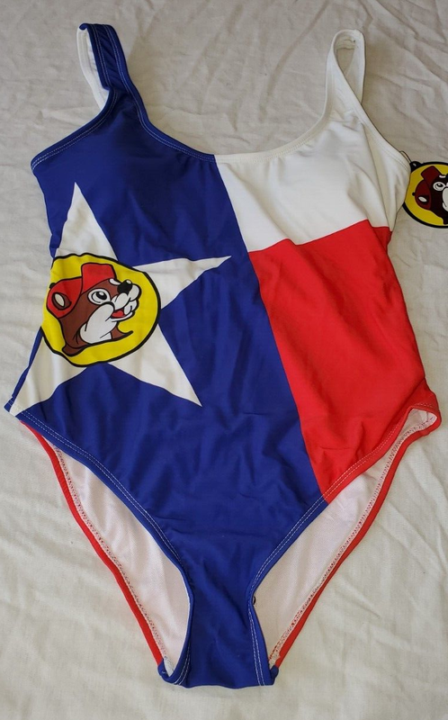BUC-EE'S Women's 1 Piece Swim Suit X-SMALL Buc-ee Texas Flag Print New