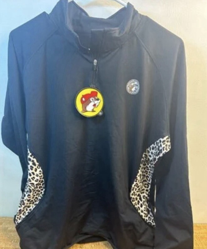 Buc-ees Bucees Women's XL Jacket Quarter Zip Pullover Pocket Leopard Cheetah NWT