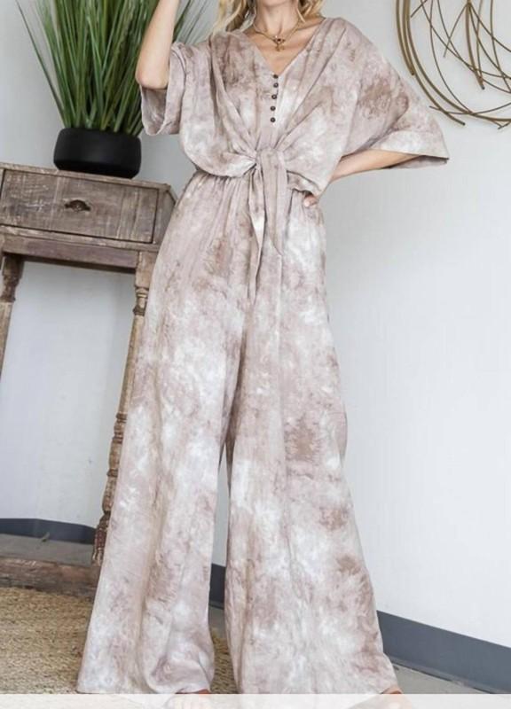 Bucketlist Tye Dye Jumpsuit Beige