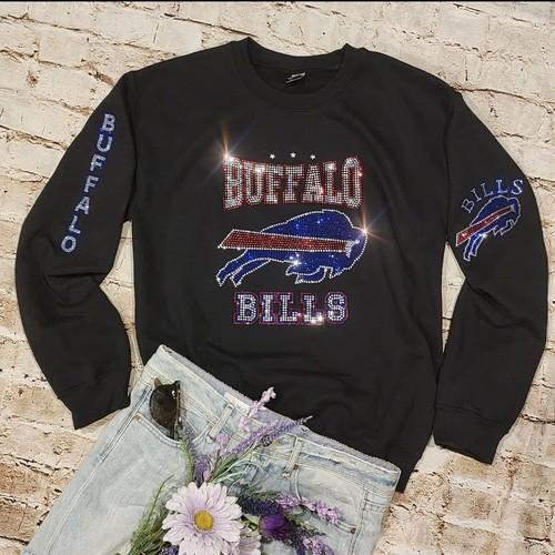 Buffalo Bills Bling Unisex Hoodie Zip Up Or Crewneck Sweatshirt S Thru 3x