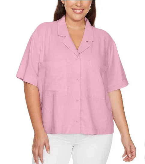 Buffalo Women's Linen Blend Button Front Shirt(1859434)