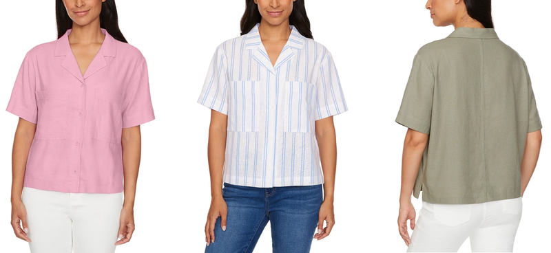 Buffalo Women's Linen Blend Button Front Shirt(1859434)