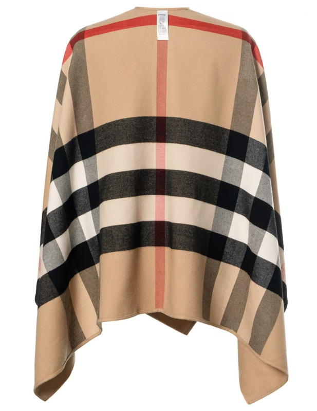 Burberry FW20 Wool Check Reversible Cape Poncho Women's Khaki
