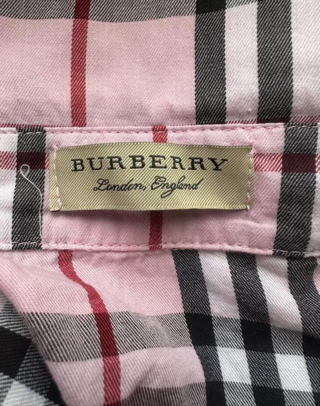 Burberry Nova Check Button Down Shirt Blouse Long Sleeve Cotton Size Fits S