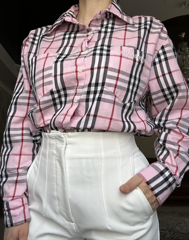 Burberry Nova Check Button Down Shirt Blouse Long Sleeve Cotton Size fits S