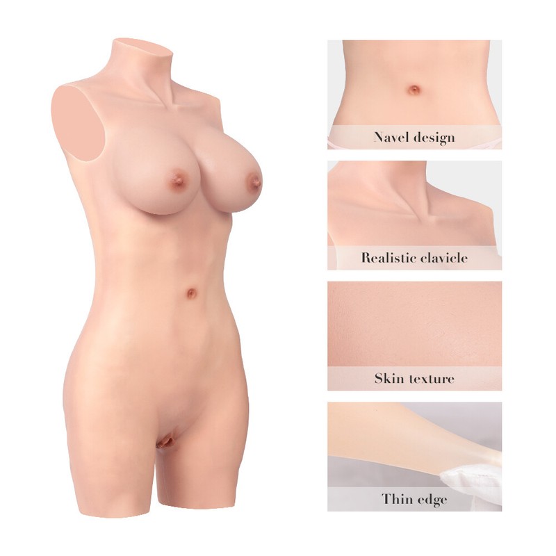 C Cup Silicone Breast Forms Realistic Body Suit Fake Vagina Crossdresser Cosplay