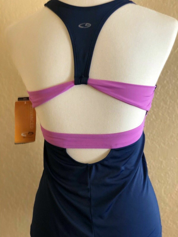 C9 By Champion Women’s Blue Stretch Tankini Swim Top Size S Fade Resistant NWT