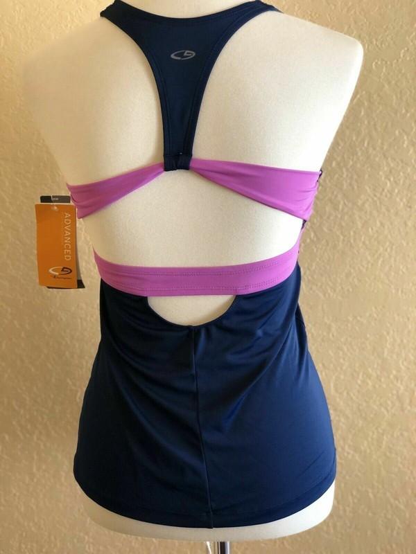 C9 By Champion Women’s Blue Stretch Tankini Swim Top Size S Fade Resistant NWT