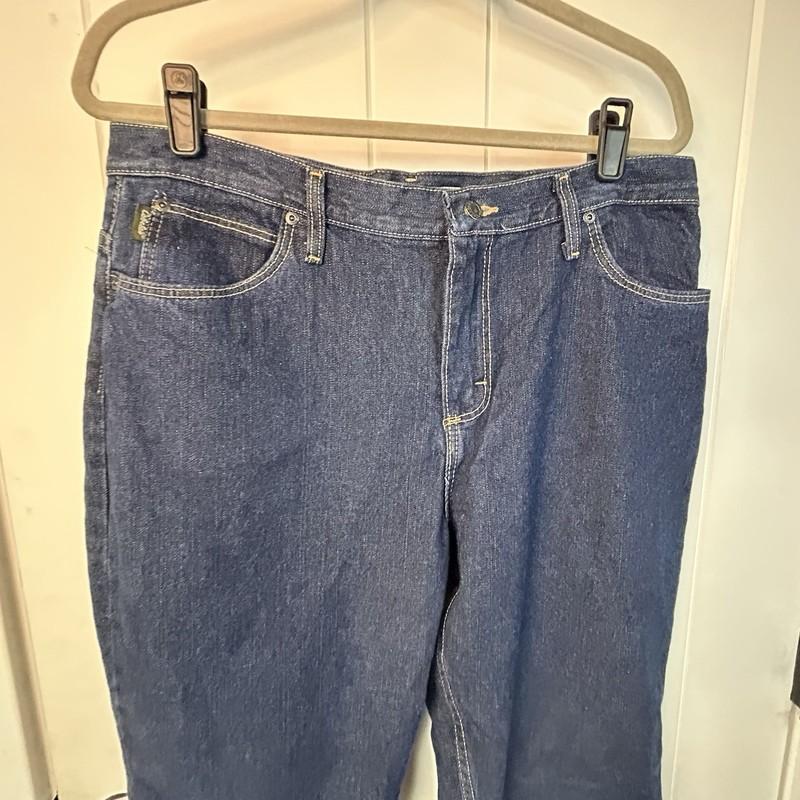 Cabelas Womens Fleece Lined Denim Blue Jeans Pants Size 14L Farm Girl Work