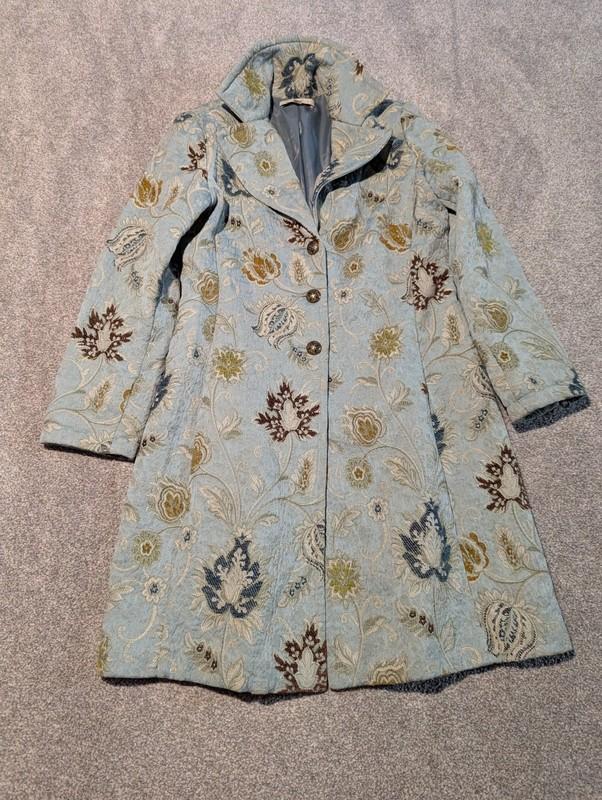 Cabi Coat Womens 8 Blue Guinevere Floral Tapestry Jacket Embroidered 371