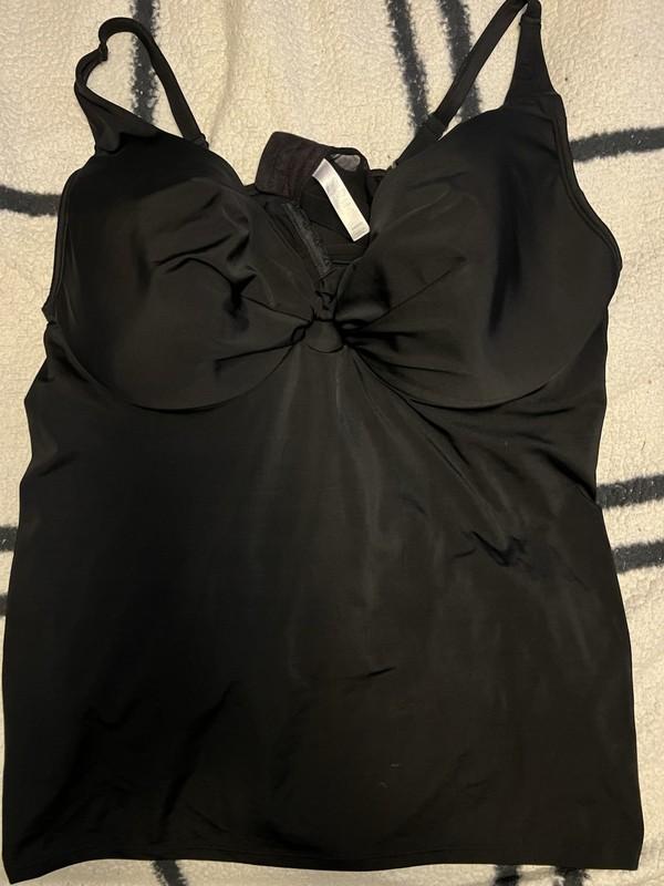 Cacique Women's Swim Tankini Top Size 44DDD Black NWOT with Underwire