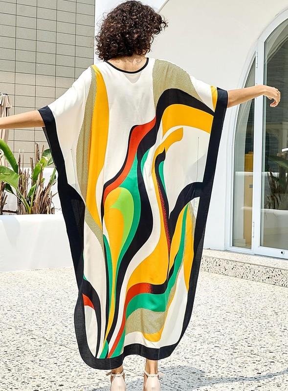 Caftans Women Beach Cover Swimsuit Coverup Swimwear Tropical Summer Kaftan Dress