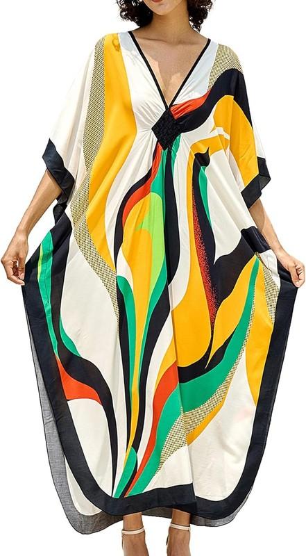 Caftans Women Beach Cover Swimsuit Coverup Swimwear Tropical Summer Kaftan Dress