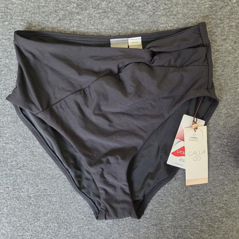 CALIA High Rise Side Twist Bikini Bottoms - Women's Medium Black UPF 50 Swim