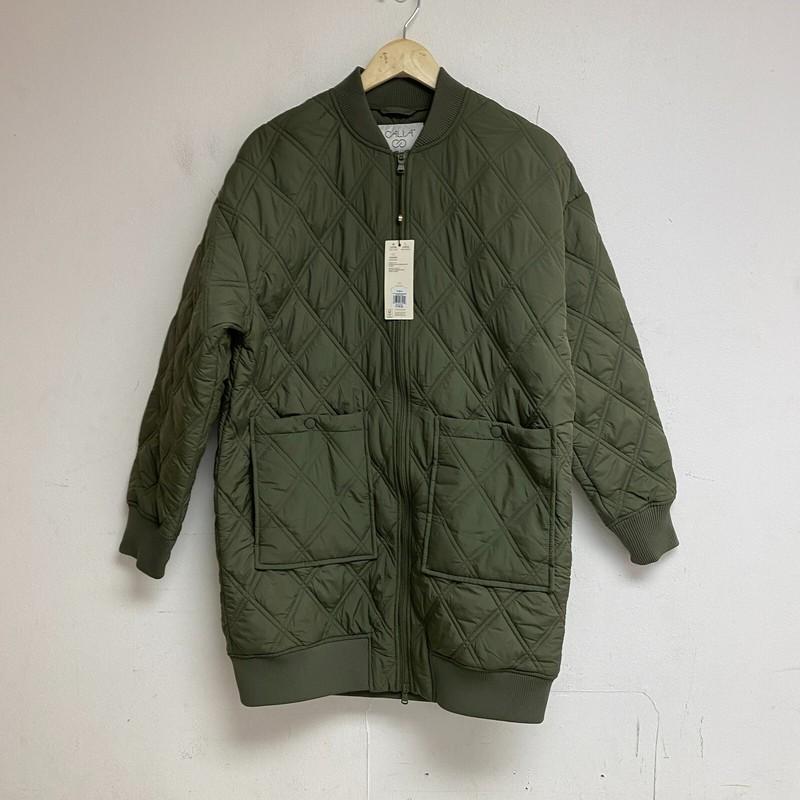 Calia Women's Long Quilted Bomber Long Sleeve Dark Olive WAX36038 Winter Warm